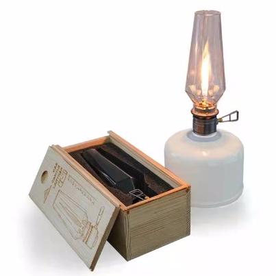 Portable Ultralight Outdoor Camping Lamp, Gas Fuel Roman Atmosphere Detachable Thin Lamp Chimney, for Outdoor