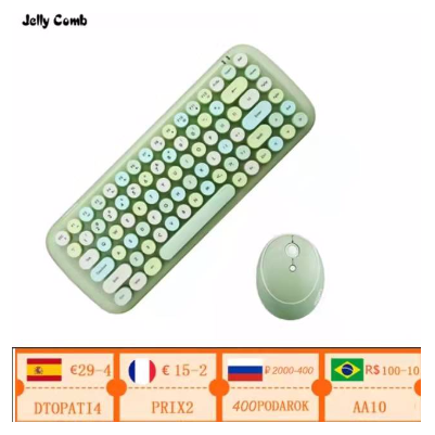 JellyComb 2.4G Wireless Keyboard Set, Intelligent Connection Mirror Fuselage KeyTypewriter Technology, for Work