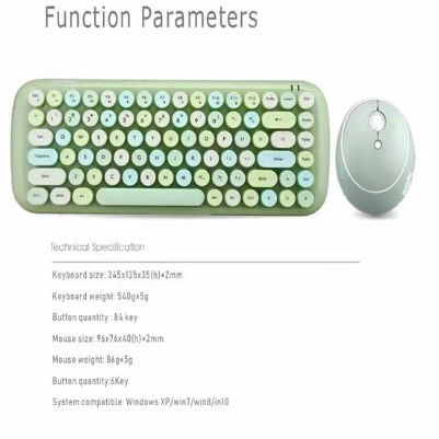 JellyComb 2.4G Wireless Keyboard Set, Intelligent Connection Mirror Fuselage KeyTypewriter Technology, for Work
