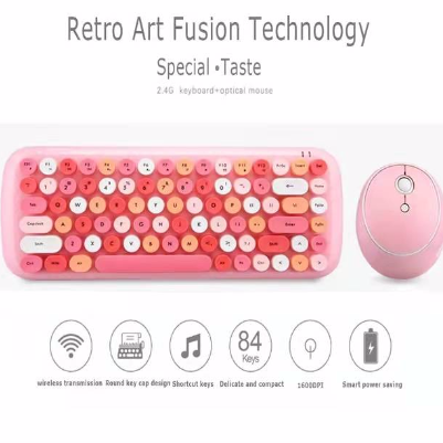 JellyComb 2.4G Wireless Keyboard Set, Intelligent Connection Mirror Fuselage KeyTypewriter Technology, for Work