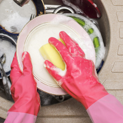 Waterproof Latex Dishwashing Gloves with Durable Cotton Lining High Performance Cleaning Gloves for Kitchen Use