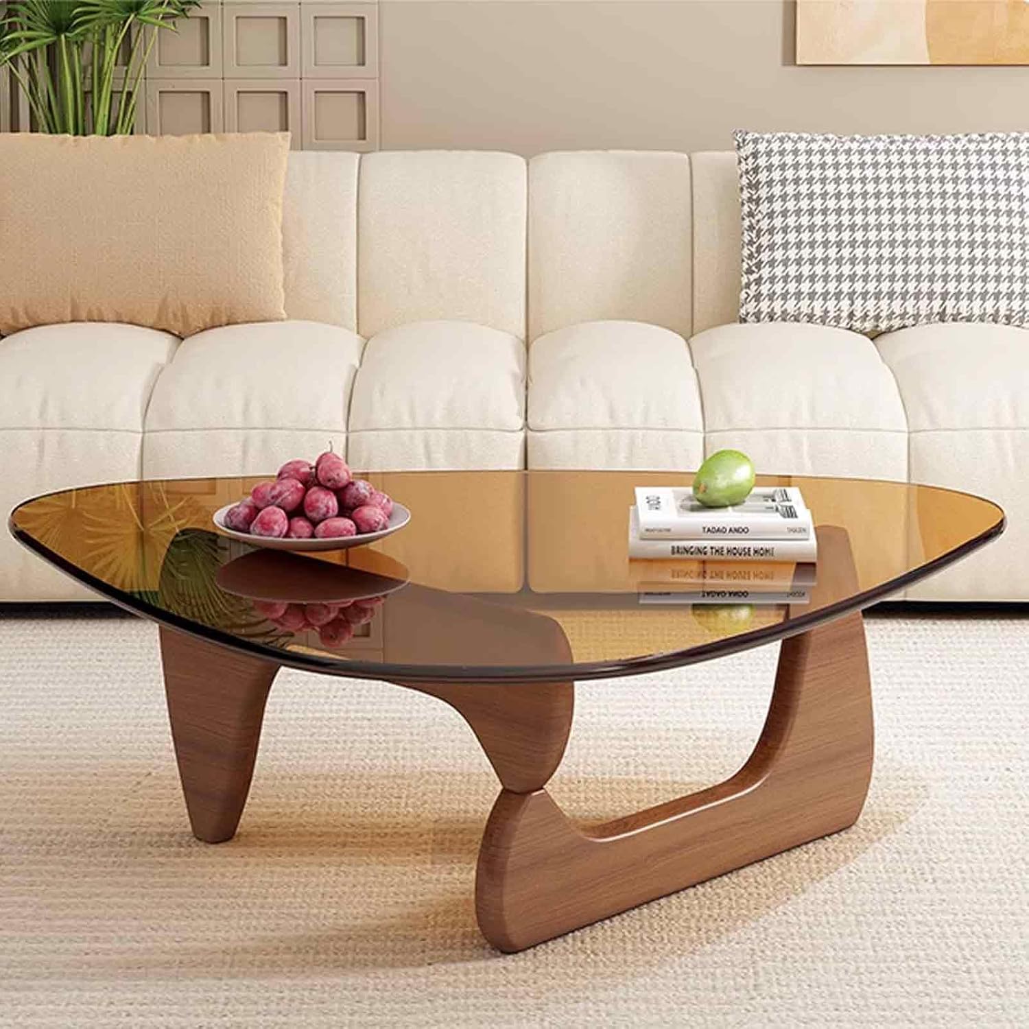 Noguchi Triangle Glass Modern Coffee Table