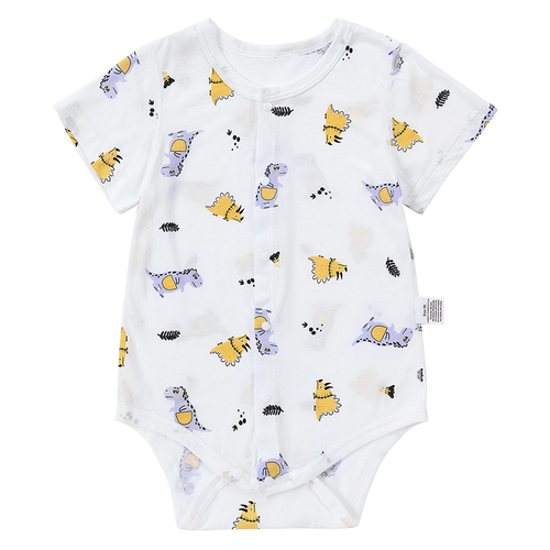 New Arrival Infant Summer Bodysuit Cartoon Bamboo Fiber Short Sleeve Baby Rompers with Buttons ( 2 Pieces )