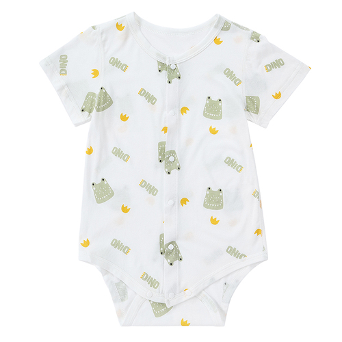 New Arrival Infant Summer Bodysuit Cartoon Bamboo Fiber Short Sleeve Baby Rompers with Buttons ( 2 Pieces )