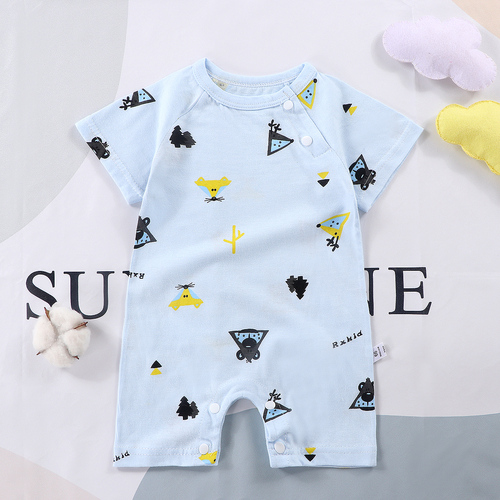 Organic Cotton Baby Boy Rompers Short Sleeve Summer Wear, 100% Natural Fabric