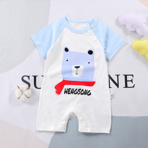 Organic Cotton Baby Boy Rompers Short Sleeve Summer Wear, 100% Natural Fabric