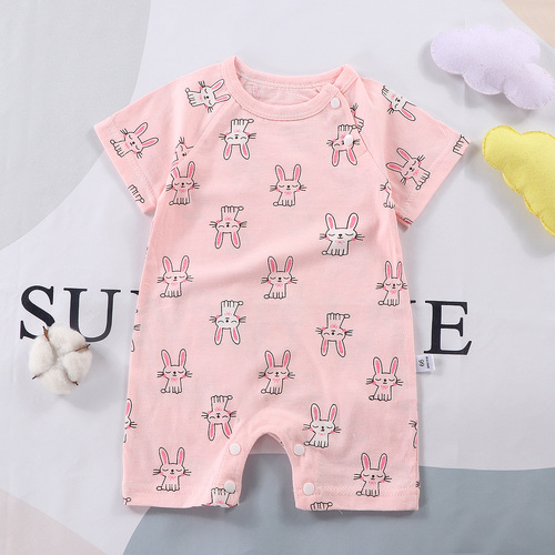 Organic Cotton Baby Boy Rompers Short Sleeve Summer Wear, 100% Natural Fabric