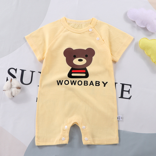 Organic Cotton Baby Boy Rompers Short Sleeve Summer Wear, 100% Natural Fabric