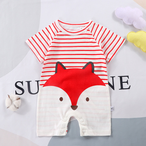 Organic Cotton Baby Boy Rompers Short Sleeve Summer Wear, 100% Natural Fabric