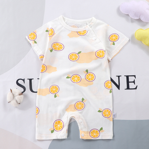 Organic Cotton Baby Boy Rompers Short Sleeve Summer Wear, 100% Natural Fabric
