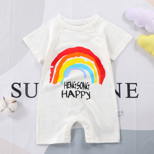 Organic Cotton Baby Boy Rompers Short Sleeve Summer Wear, 100% Natural Fabric