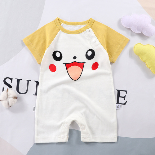 Organic Cotton Baby Boy Rompers Short Sleeve Summer Wear, 100% Natural Fabric