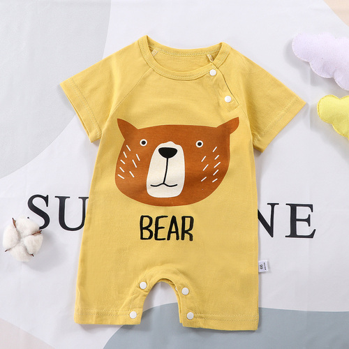 Organic Cotton Baby Boy Rompers Short Sleeve Summer Wear, 100% Natural Fabric