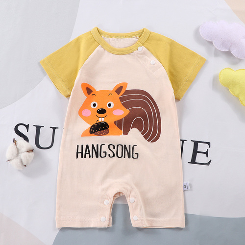 Organic Cotton Baby Boy Rompers Short Sleeve Summer Wear, 100% Natural Fabric