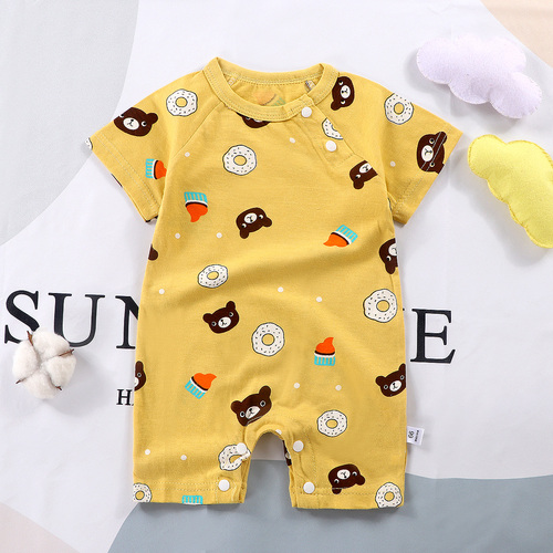 Organic Cotton Baby Boy Rompers Short Sleeve Summer Wear, 100% Natural Fabric