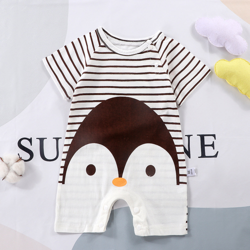 Organic Cotton Baby Boy Rompers Short Sleeve Summer Wear, 100% Natural Fabric