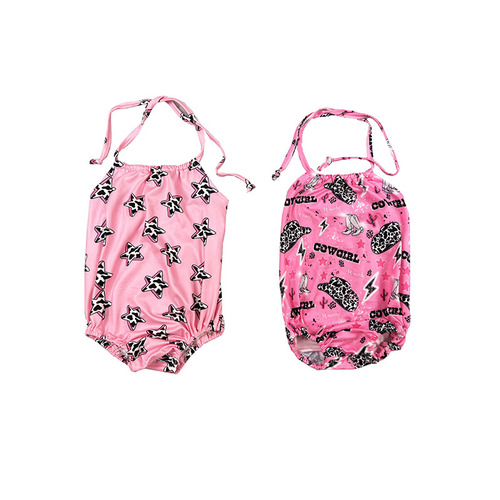 Sasa  mameluco del bebe summer sleeveless  print western baby kids halter bubble romper