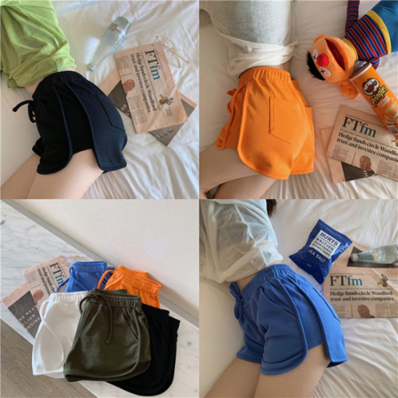 2023 Summer Loose Fashion Solid Color Elastic High Waist Sports Hot Shorts Casual Home Running Women's Wild Shorts Cloth
