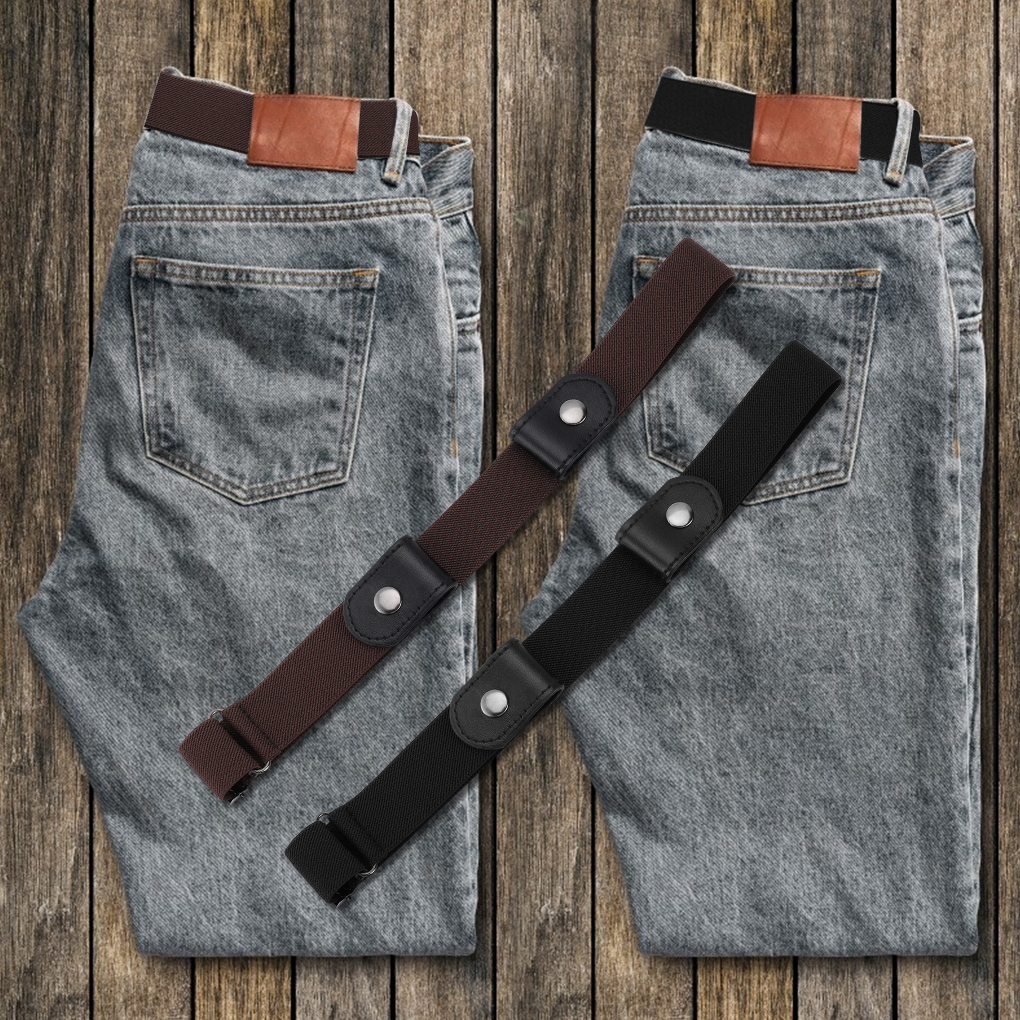 2023 New Lazy Belt Women Japanese Men Versatile Elastic Jeans Seamless Invisible Plastic Buckle Tactical Belt