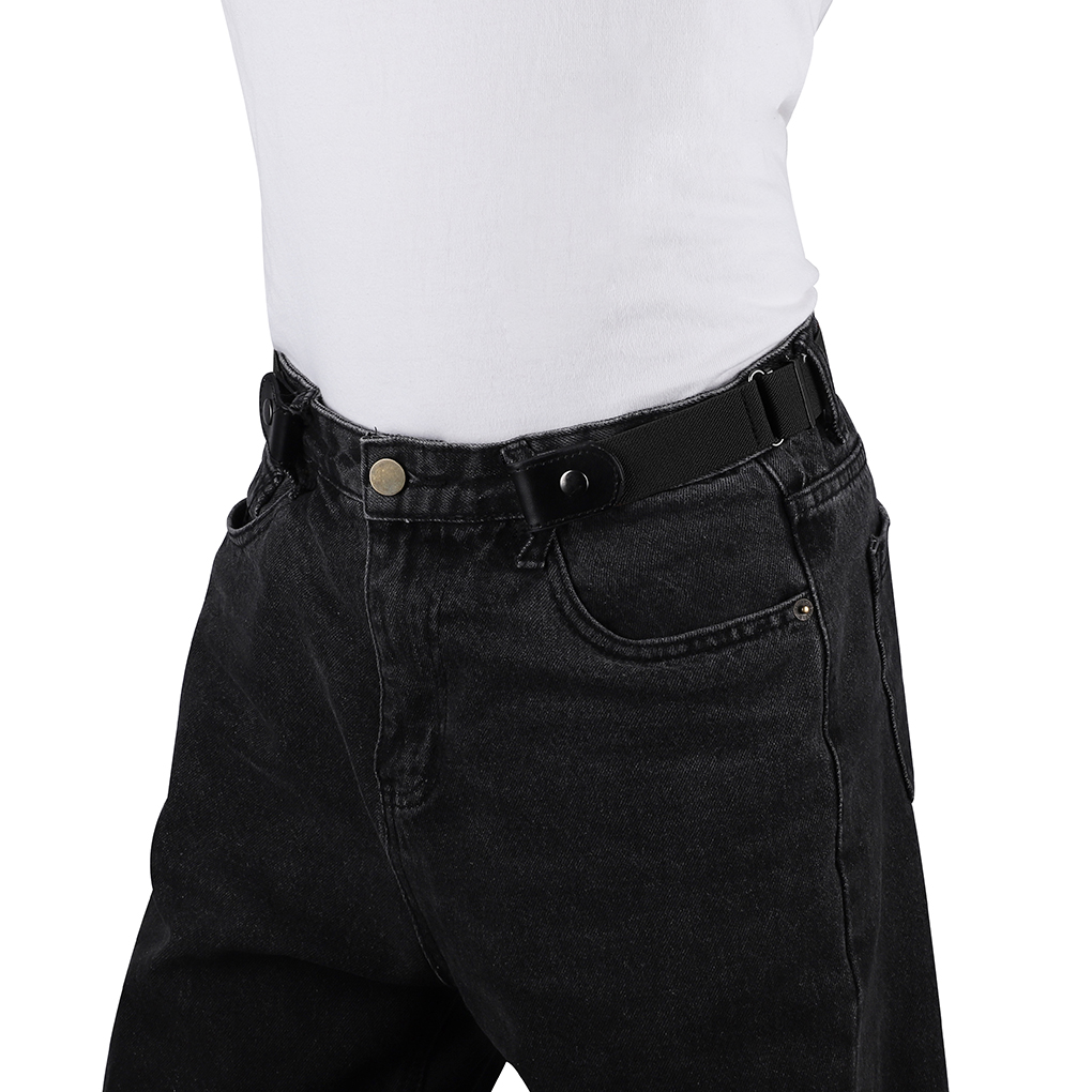 2023 New Lazy Belt Women Japanese Men Versatile Elastic Jeans Seamless Invisible Plastic Buckle Tactical Belt