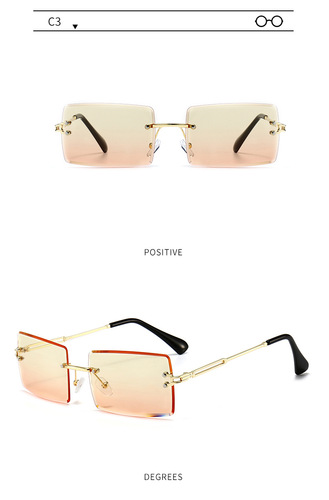 New Trendy Style Small Square Rectangle Rimless Women Men Sunglasses Sun Glasses Shades designer sunglasses