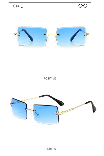 New Trendy Style Small Square Rectangle Rimless Women Men Sunglasses Sun Glasses Shades designer sunglasses
