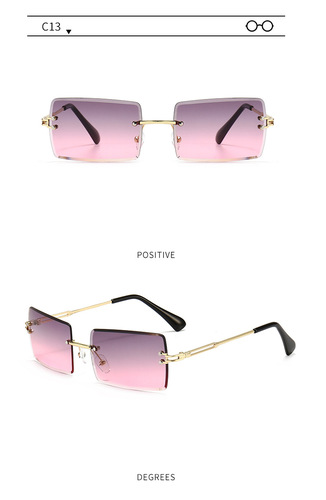 New Trendy Style Small Square Rectangle Rimless Women Men Sunglasses Sun Glasses Shades designer sunglasses