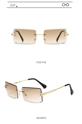 New Trendy Style Small Square Rectangle Rimless Women Men Sunglasses Sun Glasses Shades designer sunglasses