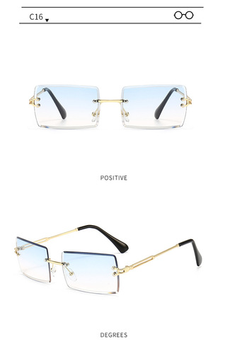 New Trendy Style Small Square Rectangle Rimless Women Men Sunglasses Sun Glasses Shades designer sunglasses