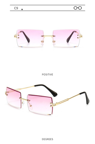 New Trendy Style Small Square Rectangle Rimless Women Men Sunglasses Sun Glasses Shades designer sunglasses