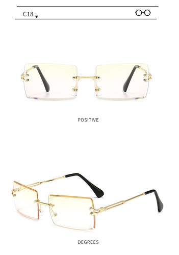 New Trendy Style Small Square Rectangle Rimless Women Men Sunglasses Sun Glasses Shades designer sunglasses