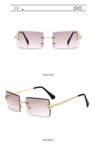 New Trendy Style Small Square Rectangle Rimless Women Men Sunglasses Sun Glasses Shades designer sunglasses