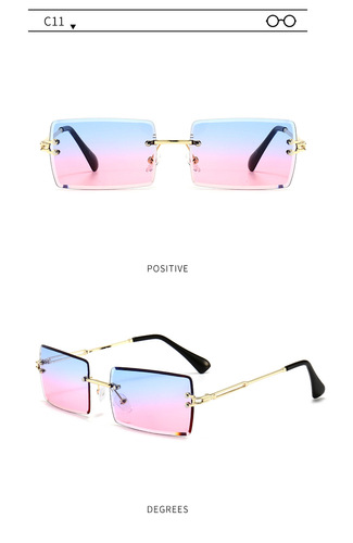 New Trendy Style Small Square Rectangle Rimless Women Men Sunglasses Sun Glasses Shades designer sunglasses