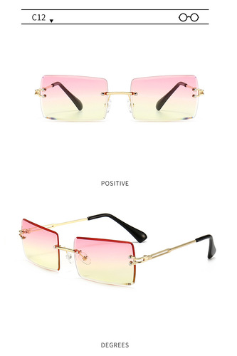 New Trendy Style Small Square Rectangle Rimless Women Men Sunglasses Sun Glasses Shades designer sunglasses