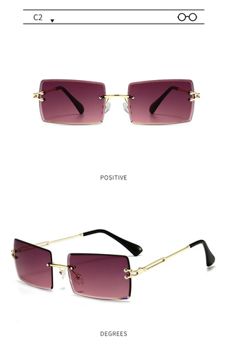 New Trendy Style Small Square Rectangle Rimless Women Men Sunglasses Sun Glasses Shades designer sunglasses