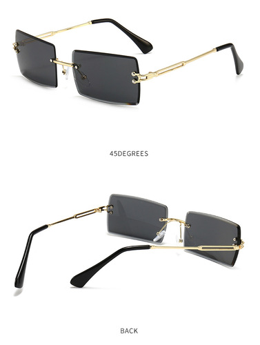 New Trendy Style Small Square Rectangle Rimless Women Men Sunglasses Sun Glasses Shades designer sunglasses