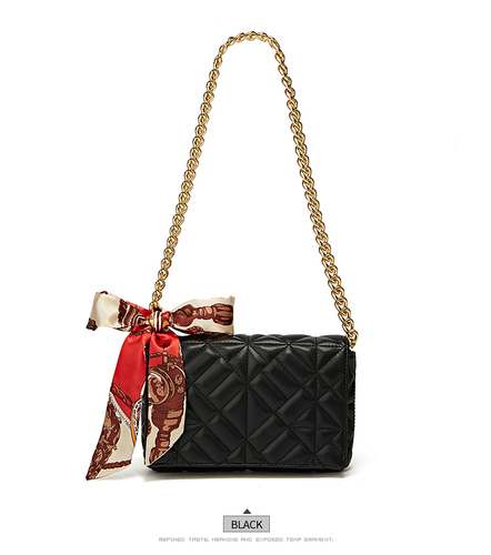 New Embroidered Thread Rhombus Thick Chain One Shoulder White Women's Bag Women's Small Square Bag  Outlet