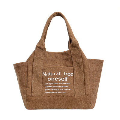 Women's Fresh Canvas Bag One - Shoulder Leisure  Shopping Bags with Printing Letters Fashionable Portable Bag