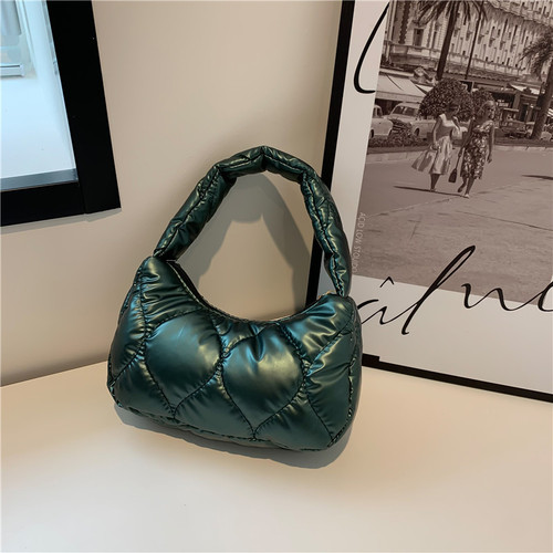Fashion Trendy Women Winter Down Shoulder Bag Small Puffy Padded Purse Ladies Underarm Bag