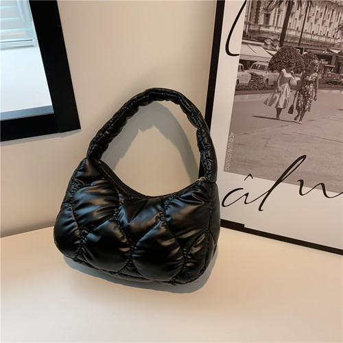 Fashion Trendy Women Winter Down Shoulder Bag Small Puffy Padded Purse Ladies Underarm Bag