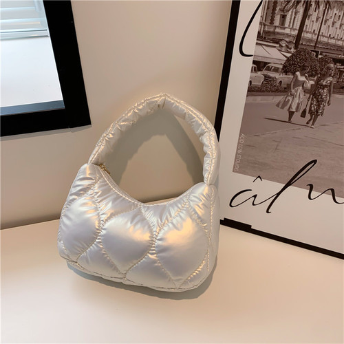 Fashion Trendy Women Winter Down Shoulder Bag Small Puffy Padded Purse Ladies Underarm Bag