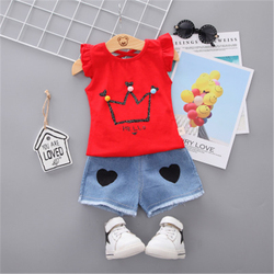 Cute Girls Short Sleeve Suit Kids Clothing Sets for Girls