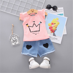 Cute Girls Short Sleeve Suit Kids Clothing Sets for Girls