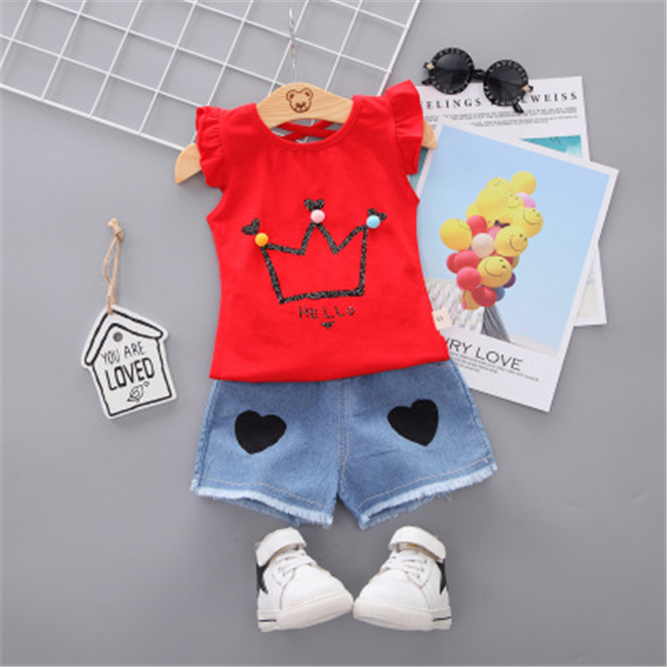 Cute Girls Short Sleeve Suit Kids Clothing Sets for Girls