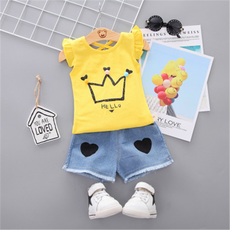 Cute Girls Short Sleeve Suit Kids Clothing Sets for Girls