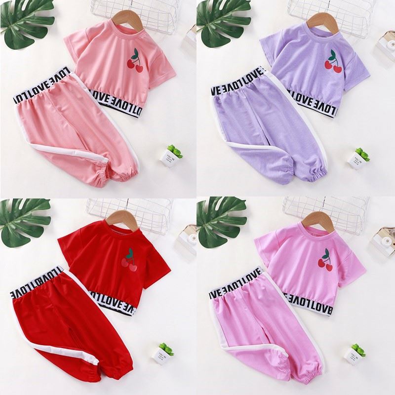 Baby Girls' Clothing Sets Summer Girls Clothes Set T-shirt+pants 2 pcs Kids Casual Suit Children Clothes 