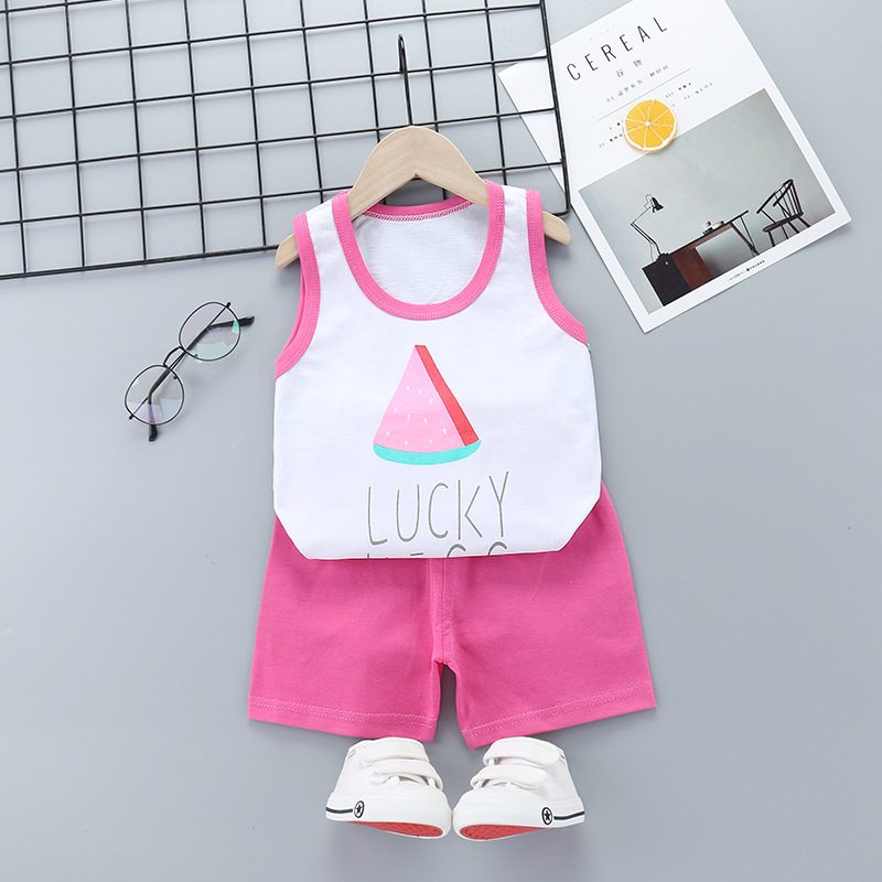 Children's Breathable Clothing Kids Suit Cotton Summer Boys Sleeveless Shorts Girls Sling Baby Casual Short Set