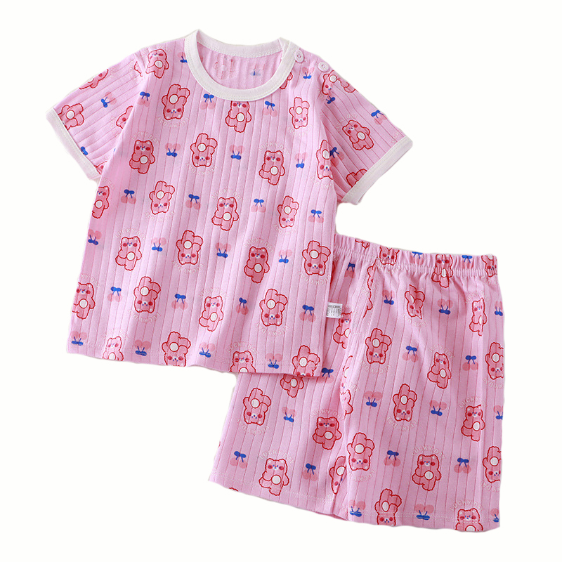 High Quality Summer Clothes Suit Soft 2PCS Clothing Set Kids Cotton Pajama Sets Bulk T-shirt Girl Kid Bedroom Sets
