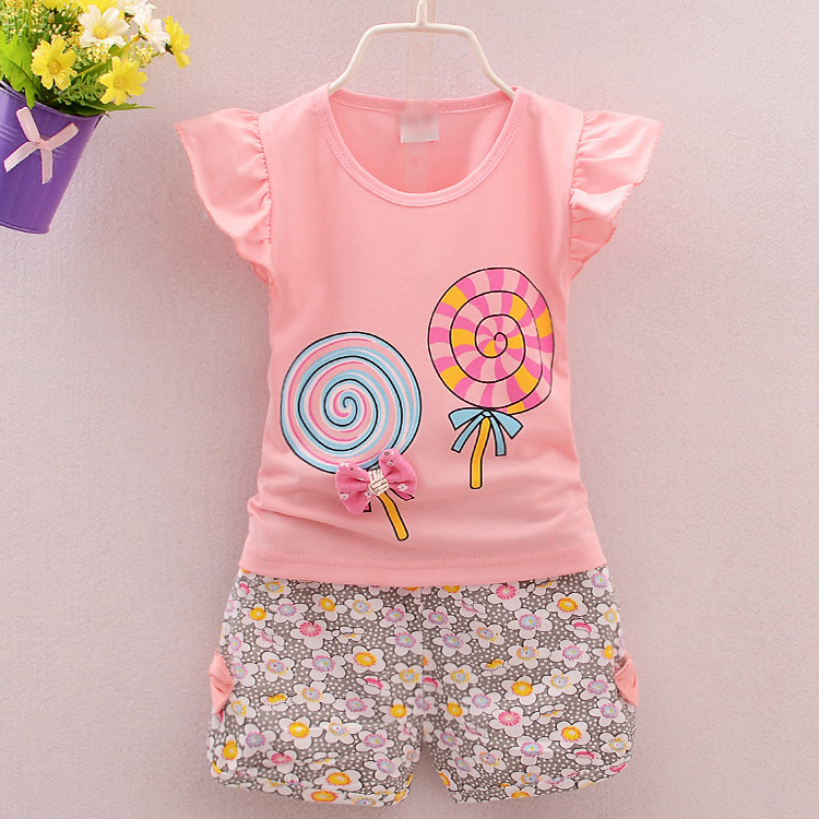 Baby Girls Summer Design Clothes Set 100% Cotton Baby Girls Sleeveless Shirt Pants 2pcs Clothes 