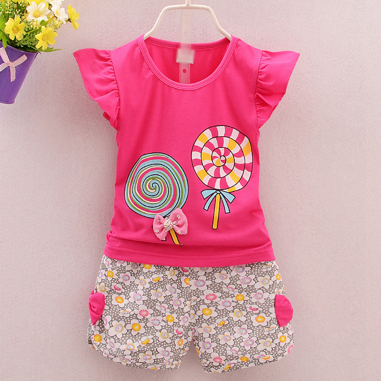 Baby Girls Summer Design Clothes Set 100% Cotton Baby Girls Sleeveless Shirt Pants 2pcs Clothes 